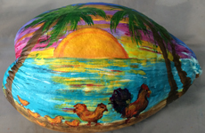 Key West Chickens Painted Coconut
