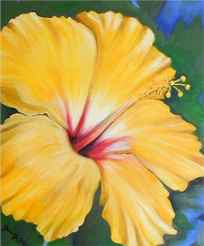 Flower on Flower Paintings By Key West Artist Janis Stevens