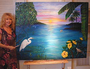 Artist Janis Stevens with Keys Seascape