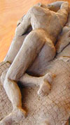 Unfired Ceramic Nude Man- Back View