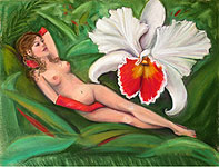 Nude with White Orchid