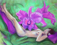 Orchid with Nude Woman Painting