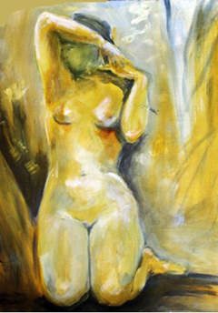 Yellow Nude Pastel Painting