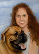 Dog Pet Portrait of Dog with Owner in Pastel