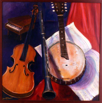Musical Instruments Still Life Painting