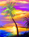 Lone Palm Sunset Painting