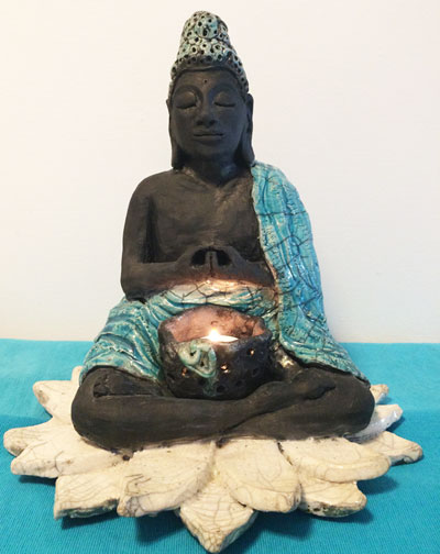 Raku Buddha with Candle