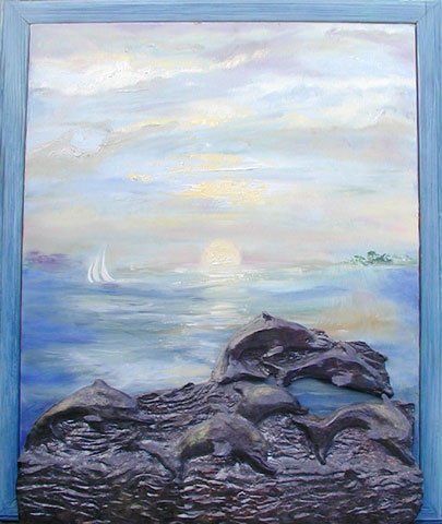 Dolphins Mixed Media Painting