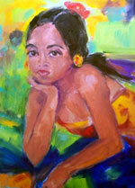 Tropical Girt Oil Portrait