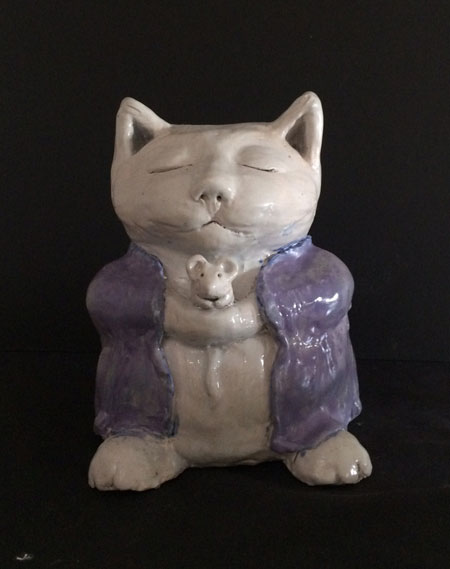 Buddha Kitty Ceramic Sculpture