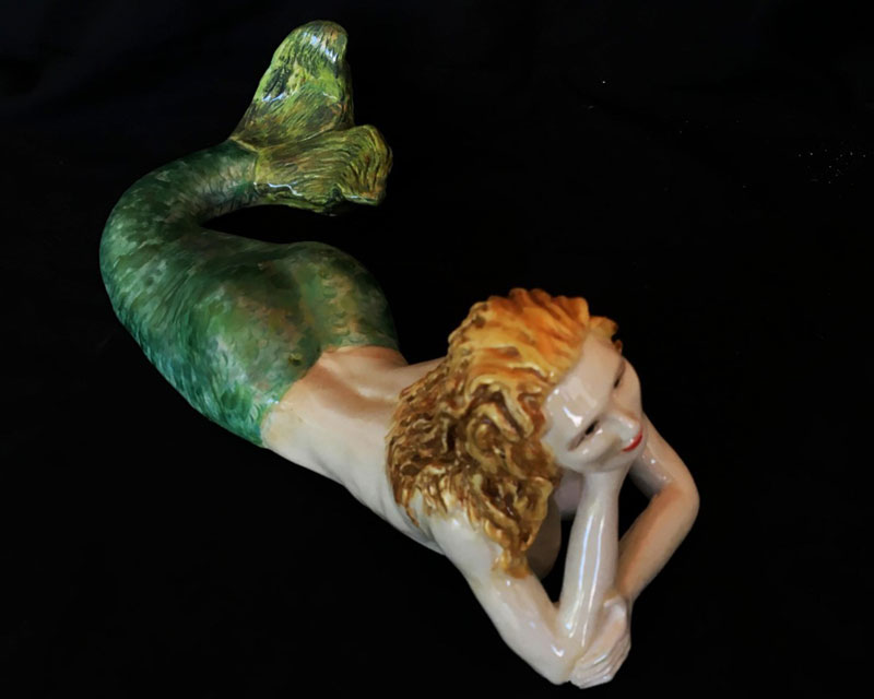 Reclining Mermaid Ceramic Sculpture